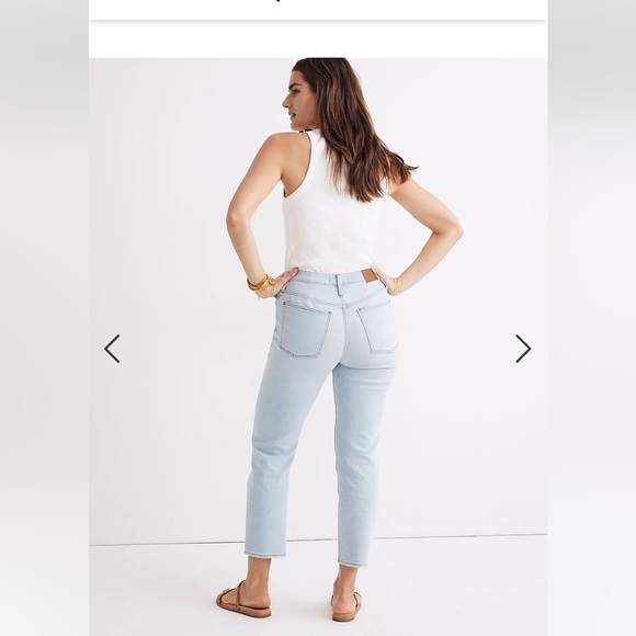 Madewell Mid Rise Classic Straight Jeans Wellingford Wash Knee Rip sz 23 - Picture 3 of 10